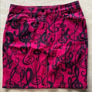 Love Moschino Pink and Black Musical Note Mini Skirt
